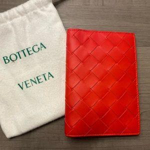 BOTTEGA VENETA Red Leather Passport Holder Wallet